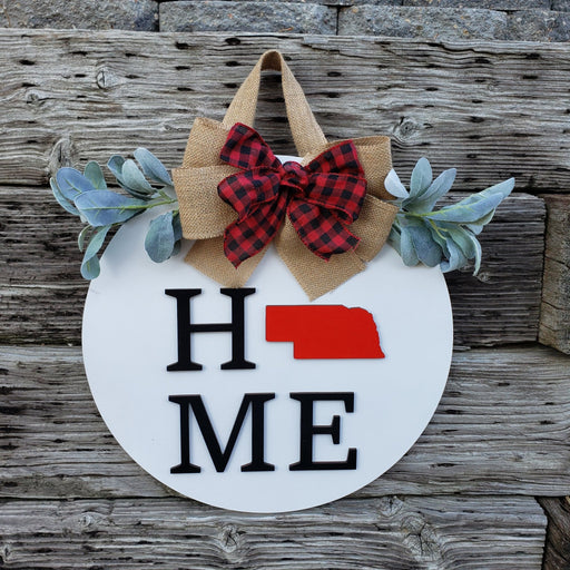 18" Personalized State - Wooden Door Hanger - Rustiva