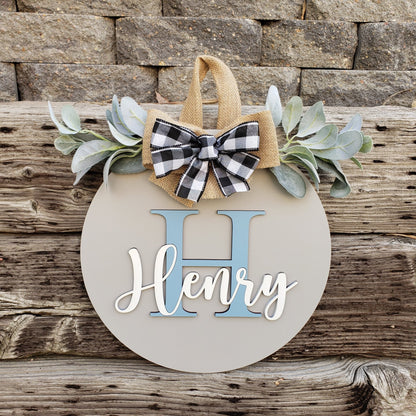 18" Personalized Wood Door Hanger - Rustiva