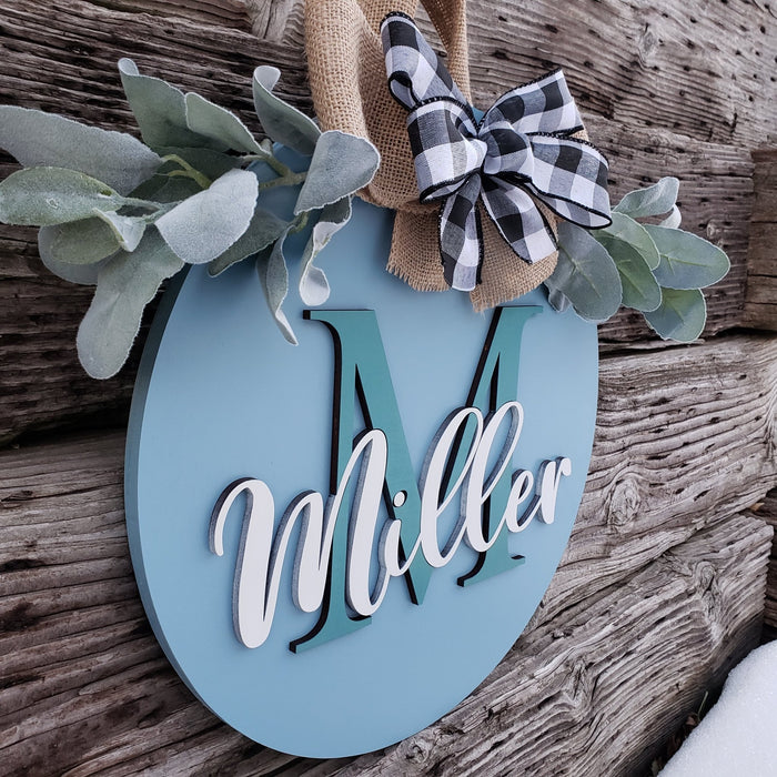 18" Personalized Wood Door Hanger - Rustiva