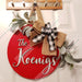 18" Personalized Wood Door Hanger - Last Name only - Rustiva