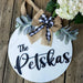 18" Personalized Wood Door Hanger - Last Name only - Rustiva