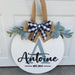 18" Personalized Wood Door Hanger - Name and Big Initial - Rustiva