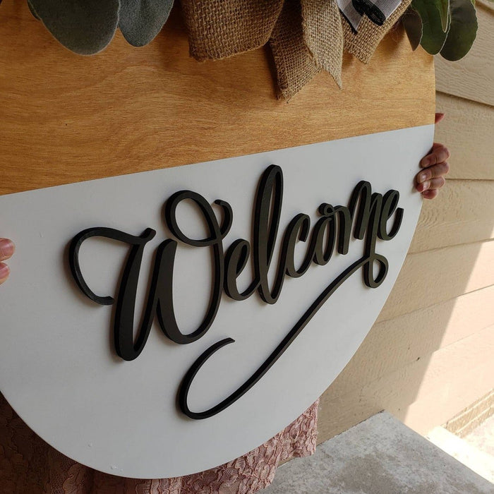 18" Welcome Wooden Door Hanger - Rustiva