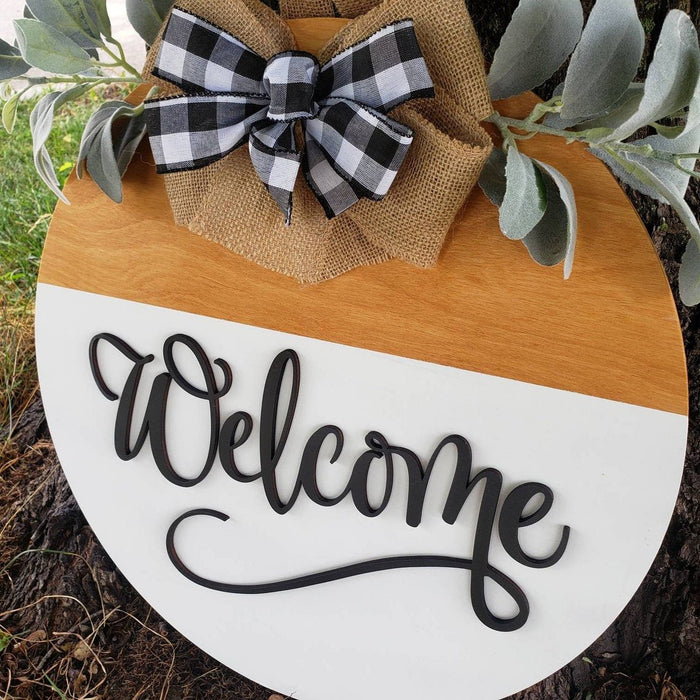 18" Welcome Wooden Door Hanger - Rustiva