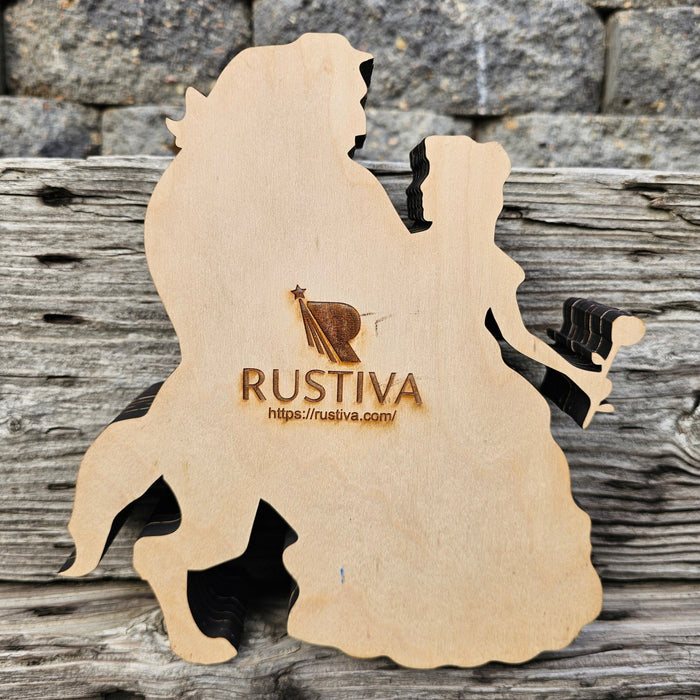 3D Beauty & Beast Sign Layered Art - Rustiva