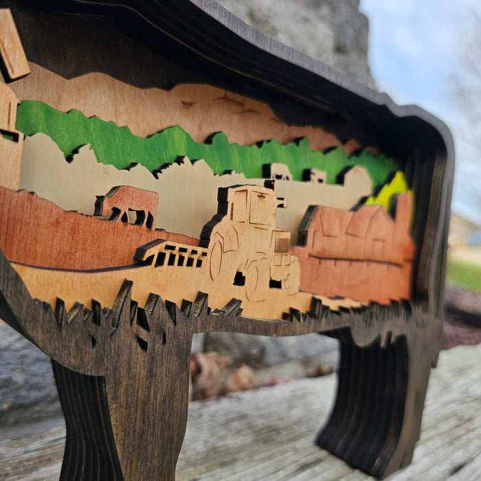 3D Farm Cow Sign Layered Art - Rustiva