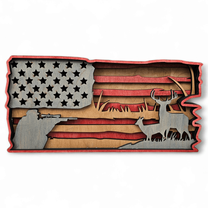 3D Flag w/ Deer Sign Layered Art (Copy) - Rustiva