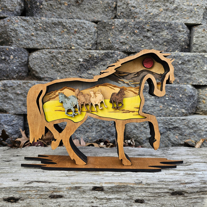 3D Horses Sign Layered Art