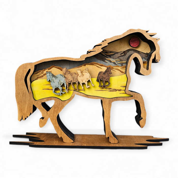 3D Horses Sign Layered Art