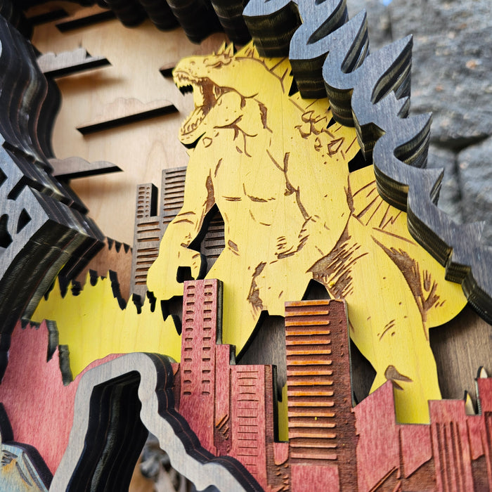 3D Godzilla Sign Layered Art