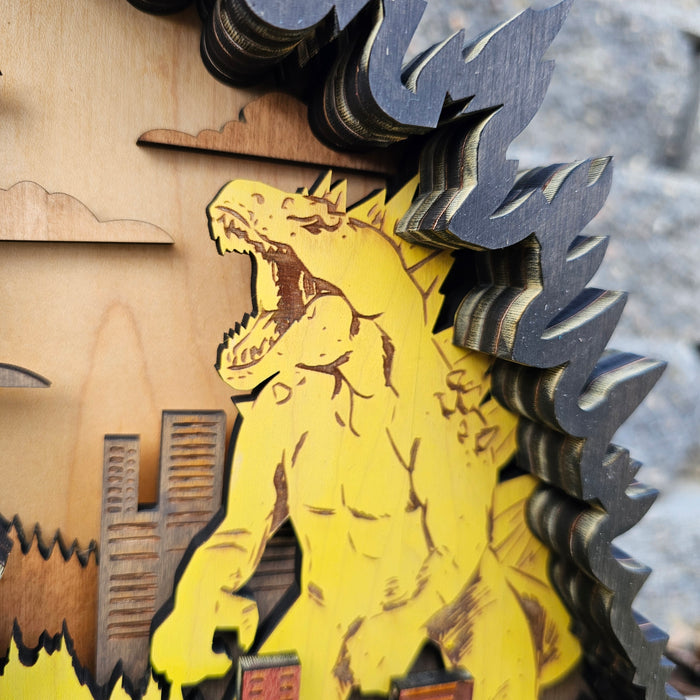 3D Godzilla Sign Layered Art