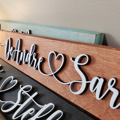 Couples name wood sign / personalized 3D wood sign - Semper-KIK