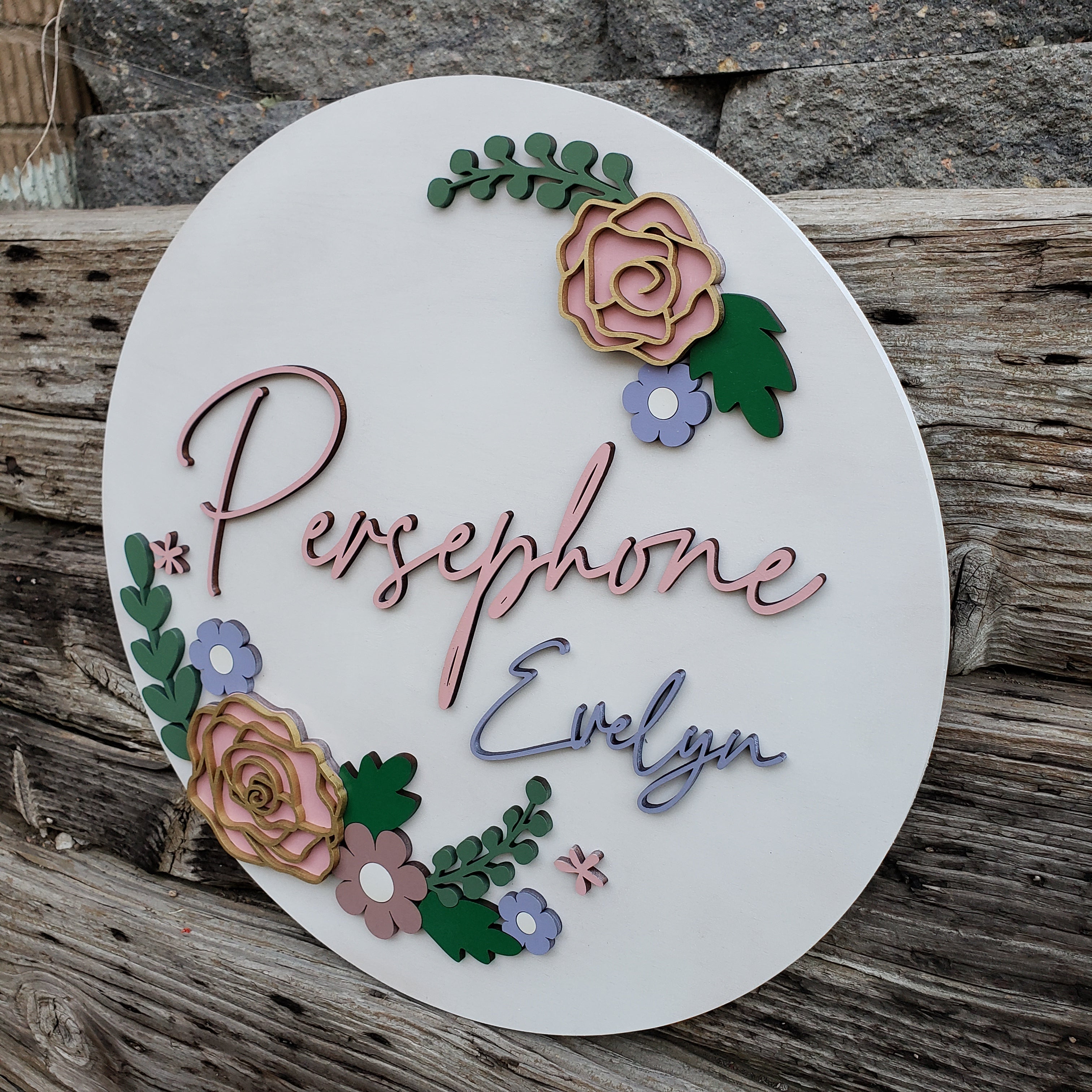 Personalized Nursery name Sign with Flower - Semper-KIK