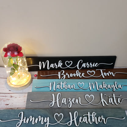 Couples name wooden sign 19"x3" - Free Shipping - Semper-KIK